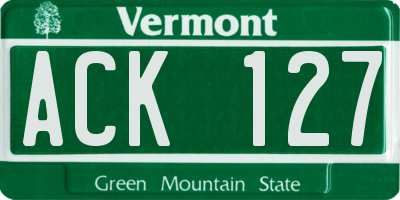 VT license plate ACK127