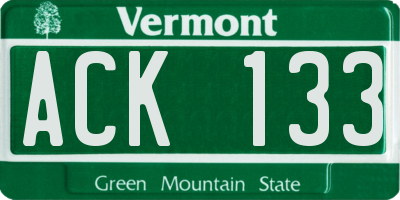 VT license plate ACK133