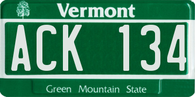 VT license plate ACK134