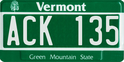 VT license plate ACK135