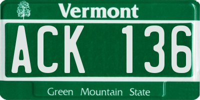 VT license plate ACK136