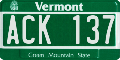 VT license plate ACK137