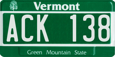 VT license plate ACK138