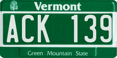 VT license plate ACK139