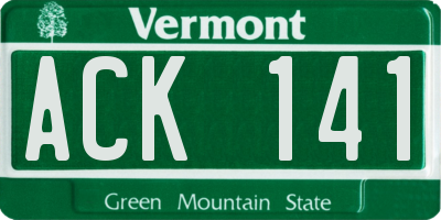 VT license plate ACK141