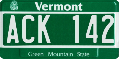 VT license plate ACK142