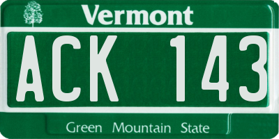 VT license plate ACK143