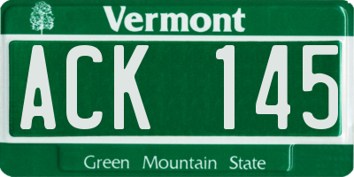 VT license plate ACK145