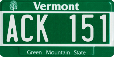 VT license plate ACK151