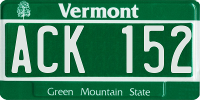 VT license plate ACK152