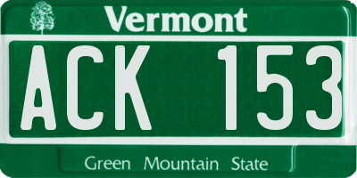 VT license plate ACK153