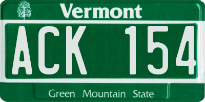VT license plate ACK154