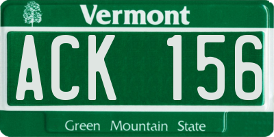 VT license plate ACK156