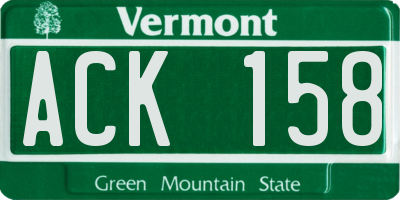 VT license plate ACK158