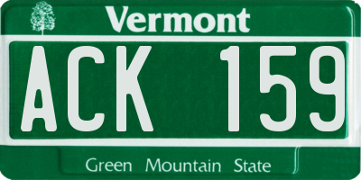VT license plate ACK159