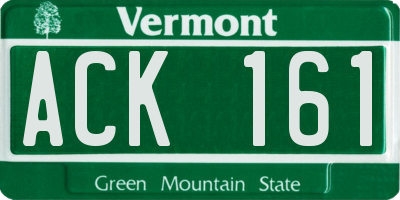 VT license plate ACK161
