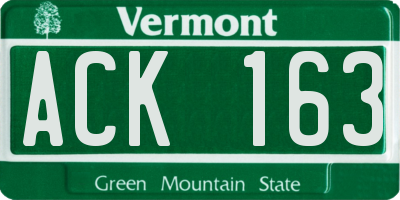 VT license plate ACK163