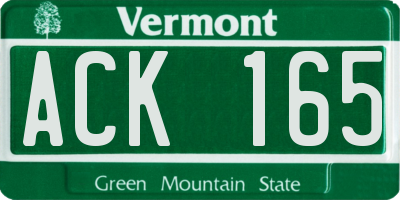 VT license plate ACK165