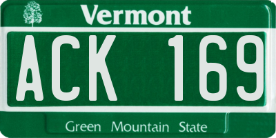 VT license plate ACK169
