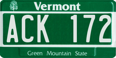 VT license plate ACK172