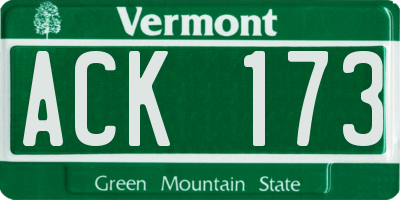 VT license plate ACK173