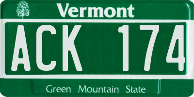VT license plate ACK174