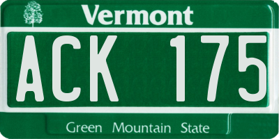 VT license plate ACK175