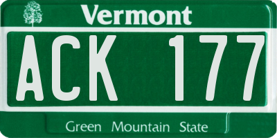 VT license plate ACK177