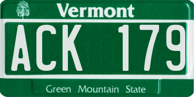 VT license plate ACK179