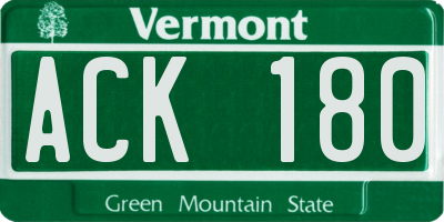 VT license plate ACK180