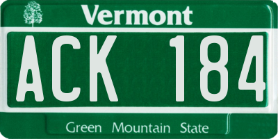 VT license plate ACK184