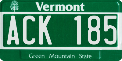 VT license plate ACK185