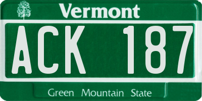 VT license plate ACK187