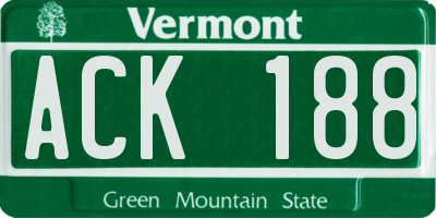 VT license plate ACK188