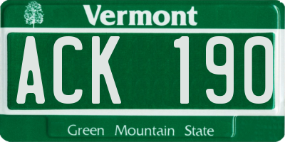 VT license plate ACK190