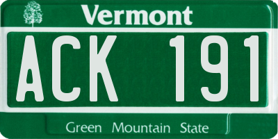 VT license plate ACK191