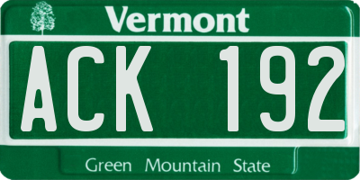 VT license plate ACK192