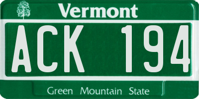 VT license plate ACK194