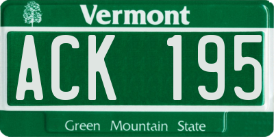 VT license plate ACK195