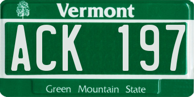 VT license plate ACK197