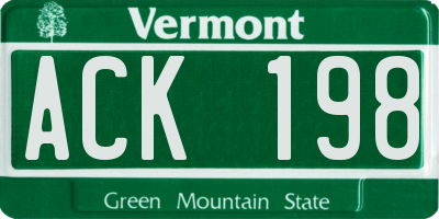 VT license plate ACK198