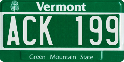 VT license plate ACK199