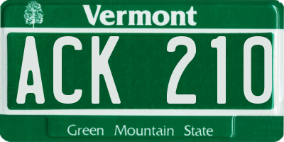 VT license plate ACK210