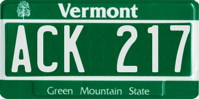 VT license plate ACK217