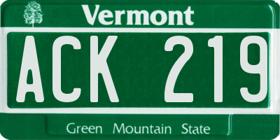 VT license plate ACK219