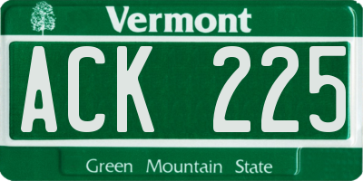 VT license plate ACK225