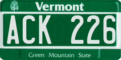 VT license plate ACK226