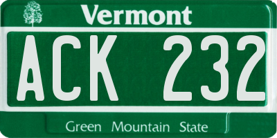 VT license plate ACK232