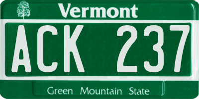 VT license plate ACK237