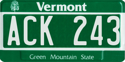 VT license plate ACK243